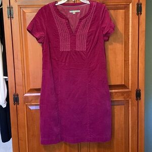 Boden, 10R, fuchsia, velvet/corduroy dress